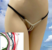 Women's hot open crotchless pearl mini micro bikini thongs G-strings panties briefs sexy exotic lingerie underwar plus size 2024 - buy cheap