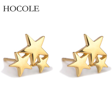 Tiny Gold Silver Black Three Star Pendant Stud Earrings Punk Style  Personality Pentagram Brincos For Women Minimalist Jewelry 2024 - buy cheap