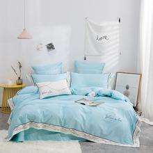 Luxury Egypt Cotton Blue Aegean Sea Bedding Set Embroidery Silky Duvet Cover Set Bed Sheet Pillowcases Queen King Size 4/6/7Pcs 2024 - buy cheap