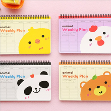 Korean Creative Stationery Cute Animal Coil Notepad Weekly Plan Schedule Book Kawaii Week Planner School Office Supplies 2024 - buy cheap