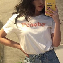 Женская футболка с коротким рукавом ONSEME, летняя хлопковая футболка с надписью Peachy и надписью 2024 - купить недорого