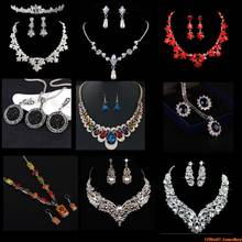 Water Drop Choker Necklace Earrings Set Elegant Crystal Bridal Wedding Jewelry Sets Wedding Bridal Accessories 2024 - buy cheap