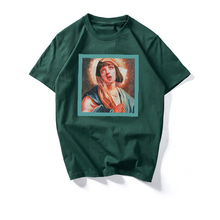 Camiseta feminina manga curta estampada, camiseta casual de algodão hiphop wgtx149 2024 - compre barato