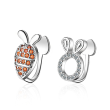 Cute Asymmetrical Zirconia Rabbit Carrot Ear Clip Earrings Fashion Cuff Earrings Without Pierced Jewelry Gift For Women Girls 2024 - buy cheap