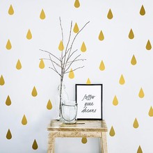 4*6cm * 20 pçs ouro raindrop adesivo de parede para crianças quartos do bebê quarto poster decoração para casa presentes da criança pvc diy arte mural decalques parede 2024 - compre barato