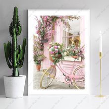 Cuadro Decoracion Salon Flower House Bicycle Posters and Prints Canvas Painting Wall Pop Art Picture for Living Home Room 2024 - buy cheap