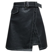 High Waist Leather Skirt 2022 New Fashion  autumn Winter PU Pockets Button Mini A Line Skirts Plus Size 4XL 2024 - buy cheap