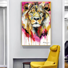 Animal Oil Painting Posters and Prints on Canvas Wall Art Painting Abstract Watercolor Lion Pictures for Living Room Home Decor 2024 - buy cheap