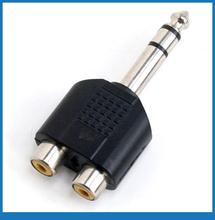 2pcs x 6.35mm 1/4'' Stereo or Mono Audio Plug to 2 RCA Female Splitter Adapter Dual RCA Connector 2024 - buy cheap