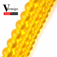 Smooth Yellow Glass Czech Beads Round Loose Beads For Needlework Jewelry Making 4 6 8 10 12mm Pick Size Diy Bracelet 15" Perles 2024 - buy cheap