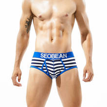 2018 New Brand SEOBEAN men's briefs striped underwear cotton low-waist comfortable sexy male fashion briefs 2024 - buy cheap
