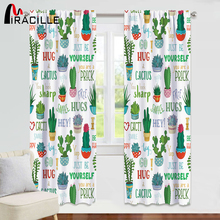 Miracille Pastoral Blackout Curtains Green Tropical Plant Cactus Pattern Thicken Kitchen Curtains Valance Drapes For Home Decor 2024 - buy cheap
