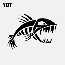 YJZT 16,5 см * 12 см скелет рыбы Рыбак виниловая наклейка автомобиля Наклейка на окно автомобиля черный/серебристый C24-0865 2024 - купить недорого