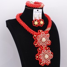 Dudo-conjunto de collar étnico para novia nigeriano, joyería nupcial con cuentas, cristal, gran traje de flores, Gargantilla, juego de joyería, envío gratis 2024 - compra barato