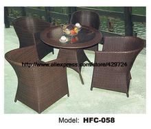 Classic Balcony Furniture Rattan Round Table Chair Set 0.8M Wicket Table 4 Chair Gardern Furniture Outdoor Vine Rattan Set 2024 - buy cheap