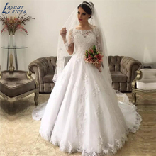 ZL1063 Charming Long Sleeves Lace Ball Gown Wedding Dress 2019 vestido de noiva robe de mariee vestidos de festa Bride Dress 2024 - buy cheap