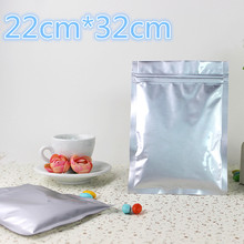 Bolsa de almacenamiento de alimentos, embalaje de papel de aluminio plateado con cierre de cremallera, sellado térmico de polvo, 22x32cm 2024 - compra barato