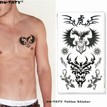 Nu-taty negro alas lagarto tatuaje temporal arte corporal Flash tatuaje pegatinas 17*10 cm impermeable falso tatuaje etiqueta de estilo 2024 - compra barato