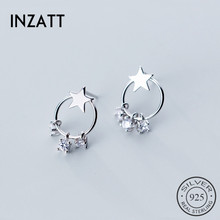 INZATT-pendientes redondos de circonita con forma de estrella para mujer, Plata de Ley 925 auténtica, accesorios de joyería delicada 2024 - compra barato