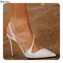 Sapato de salto alto feminino, sapato stiletto sexy branco baixo bico fino solado 2024 - compre barato