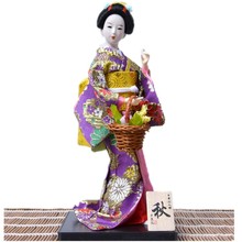 30cm Home Decoration Crafts Japanese Geisha Sculptures Beautiful Kimono Geisha Doll Japan about 30cm with Flower Basket People 2024 - buy cheap