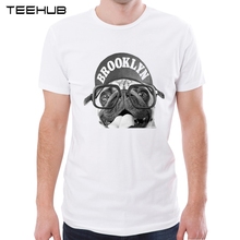 TEEHUB New Arrival 2019 Men Fashion Funny Glasses Pug Printed T-Shirt Short Sleeve Casual O-neck Tee Hipster Cool Tops 2024 - buy cheap