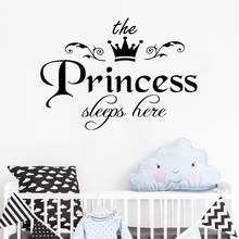 Princesa duerme aquí cita en pegatinas de pared para habitación de bebé niña Adhesivo de pared adhesivo para pared de dormitorio infantil dormitorio decoración del hogar Z874 2024 - compra barato