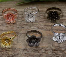 100pcs 16*6mm Flower Pad ring blank Cameo Tray,Bronze/Gold/Silver Ring setting,Handmade DIY Zakka jewelry Finding 2024 - buy cheap