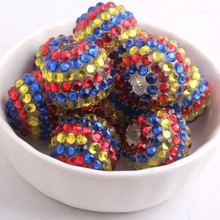 Oykza colar azul vermelho amarelo tiras de bola de resina strass contas para crianças colar volumoso 20mm 100 peças por lote 2024 - compre barato