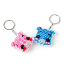 Diy bead embroider toys children adult couple  keychain lovely pig full cross-stitch beads two-sided printing 2018 new wholesale 2024 - buy cheap