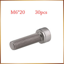 M6 screws m6 bolt 30pcs/Lot Metric Thread DIN912 M6x20 mm M6*20 mm 304 Stainless Steel Hex Socket Head Cap Screw Bolts 2024 - buy cheap