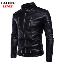 Jaqueta punk de couro para motociclista masculina, casaco bomber para homens de couro pu e motoqueiro, roupa masculina de inverno 2019 2024 - compre barato