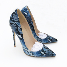 Brand fashion new blue print pointed high heel exquisite elegant single shoes 12cm high heel ladies party shoes 2024 - buy cheap