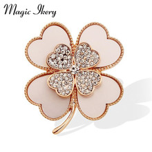 Magic Ikery Rose Gold Color Zircon Crystal Luxury Lucky Clover Brooches Wholesales Fashion Jewelry for women MKY5992 2024 - buy cheap