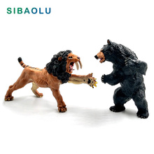 Figura de oso negro en miniatura para decoración del hogar, juguete de simulación con diseño de León, sable, Animal, jardín, estatua 2024 - compra barato