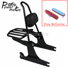 Barra da mariquinha para encosto de bagagem da motocicleta, suporte para encosto com refletor vermelho para harley dyna street bob super glide fxd 1998-2019 2024 - compre barato