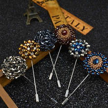 Fashion Daisy Flower Lapel Pins Beaded Floral Men Lapel Pins Crystal Brooch for Suits Handmade Rhinestone Lover Brooch Pins B195 2024 - buy cheap