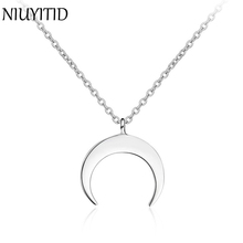 Niuyitid colar feminino com lua crescente, colar dourado e prateado, pingente em corrente, joias para mulheres e homens, dropshipping 2024 - compre barato