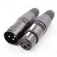25pairs/lot 3 Pin XLR Male Black Socket/Microphone Connector Cannon Jack 2024 - buy cheap