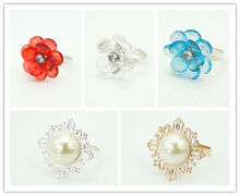 5 styles Upick--10pcs Pearl&Acrylic Flower Vintage Style Napkin Rings Wedding Bridal Shower Napkin Holder 2024 - buy cheap