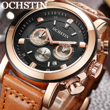 OCHSTIN Man Wristwatch Top Luxury Brand Chronograph Calendar Genuine Leather Men Quartz Watch Military Army Sport Male Clock 047 2024 - buy cheap