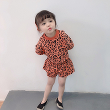 PT094 Children Clothing leopard Summer Toddler Girls Clothes 2pcs Outfits Kids Clothes Girls Tracksuit Suit Girls Clothing Sets 2024 - buy cheap