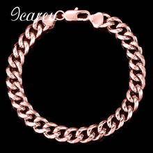 Wholesale 21cm 9mm Man Women Rose Gold Color Figaro Chain Bracelet Jewelry Fashion Wholesale Crude Wide Chain & Link Bracelet 2024 - buy cheap