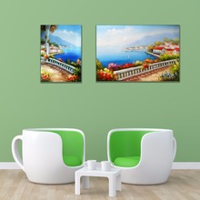 Pintura a óleo da paisagem mediterrânea para sala de estar, imagem decorativa para parede da sala de estar, pintura à mão 2024 - compre barato