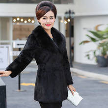 Real Fox Fur Collar Women's Rabbit Fur Coats Outerwear Women 9/10 Sleeve Slim Waist Natural Fur Jackets Plus Size 2018 Winter 2024 - buy cheap