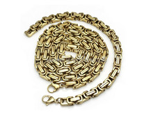 Colar bizantina quadrado, colar quadrado dourado com corrente e pulseira, conjunto de joias de aço inoxidável, melhores presentes para homens 2024 - compre barato