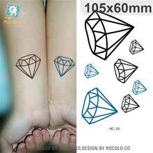 Tatuagem temporária à prova d'água feminina, tatuagem com design de diamante 3d simples para homens e mulheres hc1019 2024 - compre barato