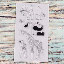 Sello transparente de animales del Zoo para álbum de recortes DIY, juego de sellos de papelería para niños, suministros de decoración divertidos de Navidad 2024 - compra barato