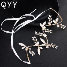 QYY-diademas de boda de cristal con flores de color dorado clásico, diademas para cabello hechas a mano, accesorios para el cabello para novia 2024 - compra barato