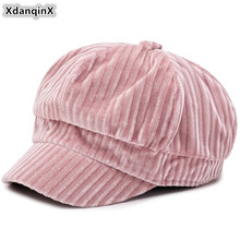 XdanqinX Снэпбэк Кепка осень-зима женская шапка элегантные кепки газетчика модный Британский Джокер складной берет брендовые шапки для женщин 2024 - купить недорого